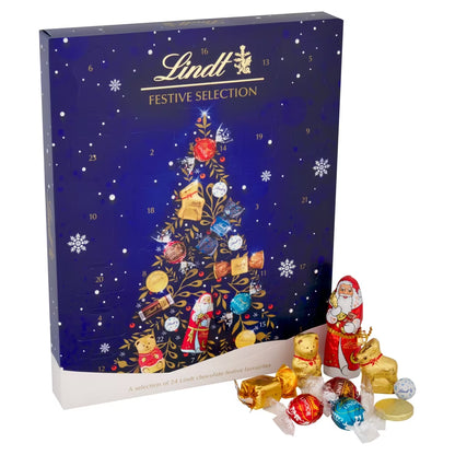 24 festive Lindt chocolates in 289g Advent Calendar for holiday indulgence