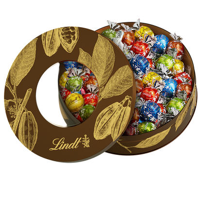 Assorted Swiss chocolates in Lindt Cocoa Pod Tin 450g