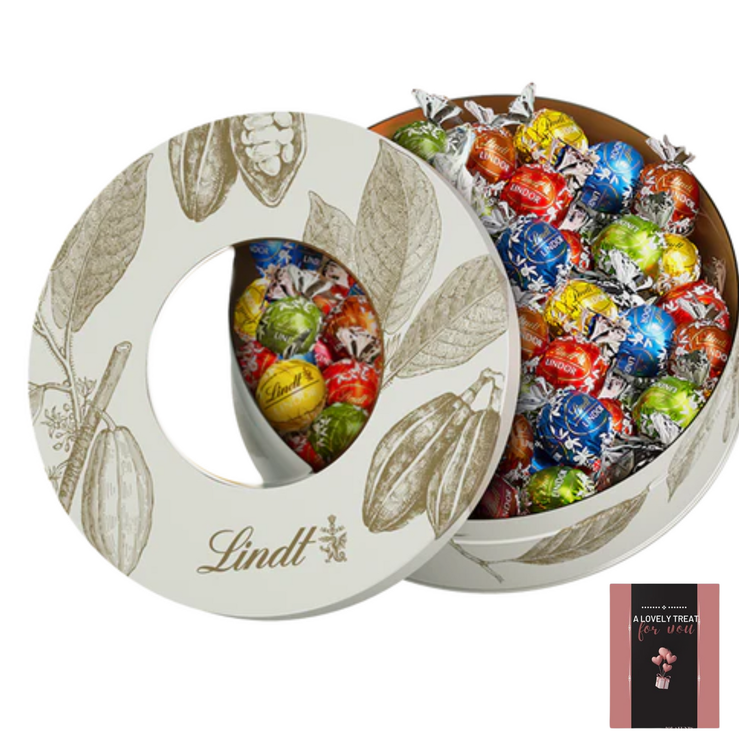Lindt Cocoa Pod Tin White 450g premium chocolate gift