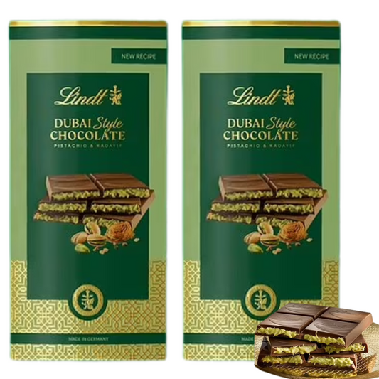 Premium Lindt Dubai Style chocolate bar with pistachio filling and kadayif