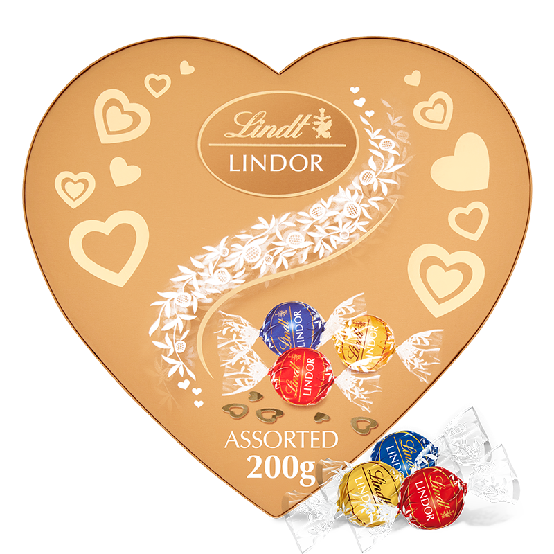 Lindt Lindor assorted chocolate heart box 200g gift