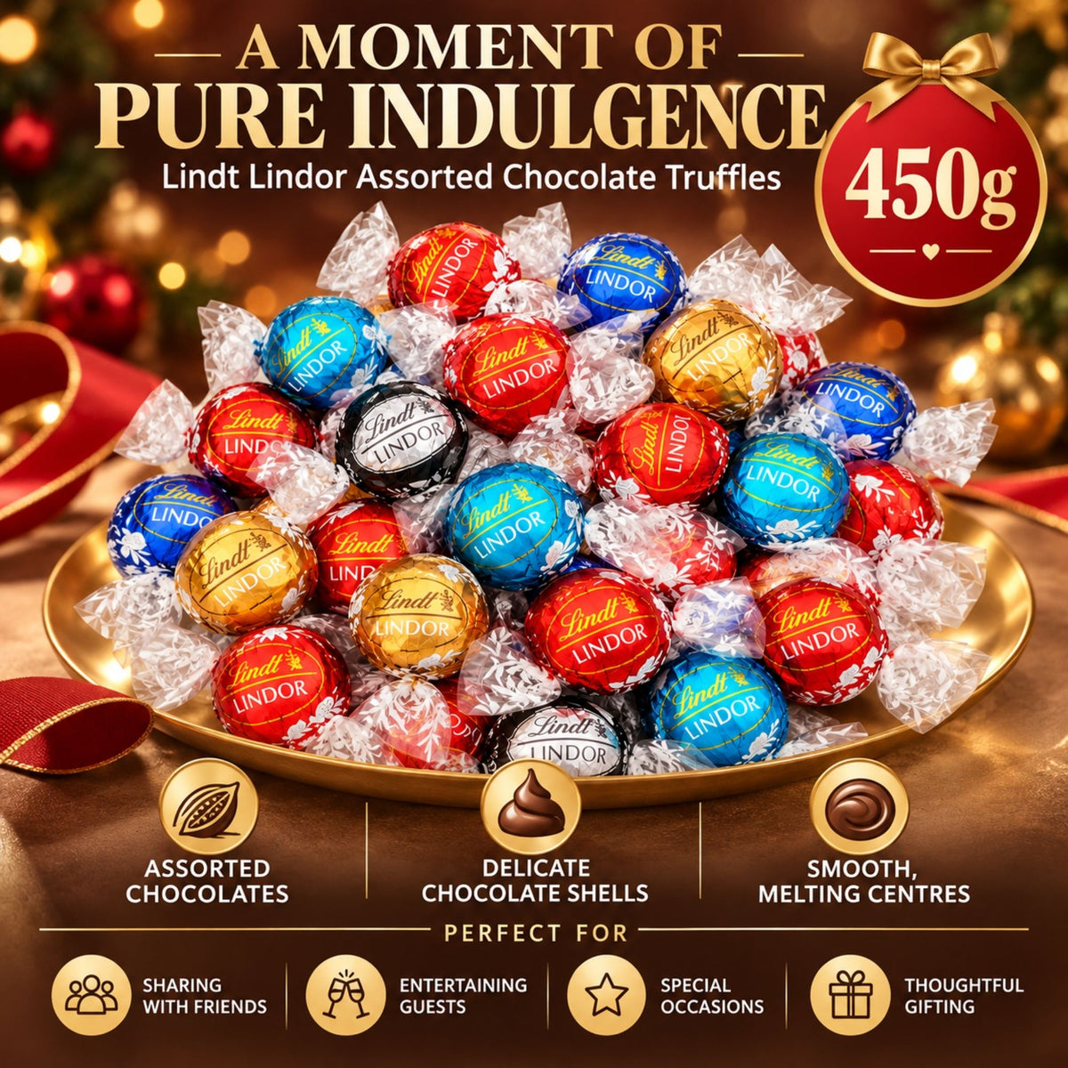 Lindt Lindor assorted chocolates in a gift tin