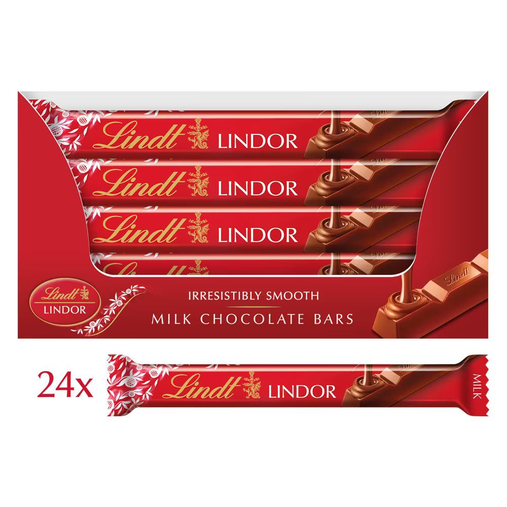 Lindt Lindor milk chocolate treat bar 24 pack 38g