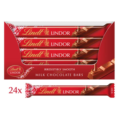 Lindt Lindor milk chocolate treat bar 24 pack 38g