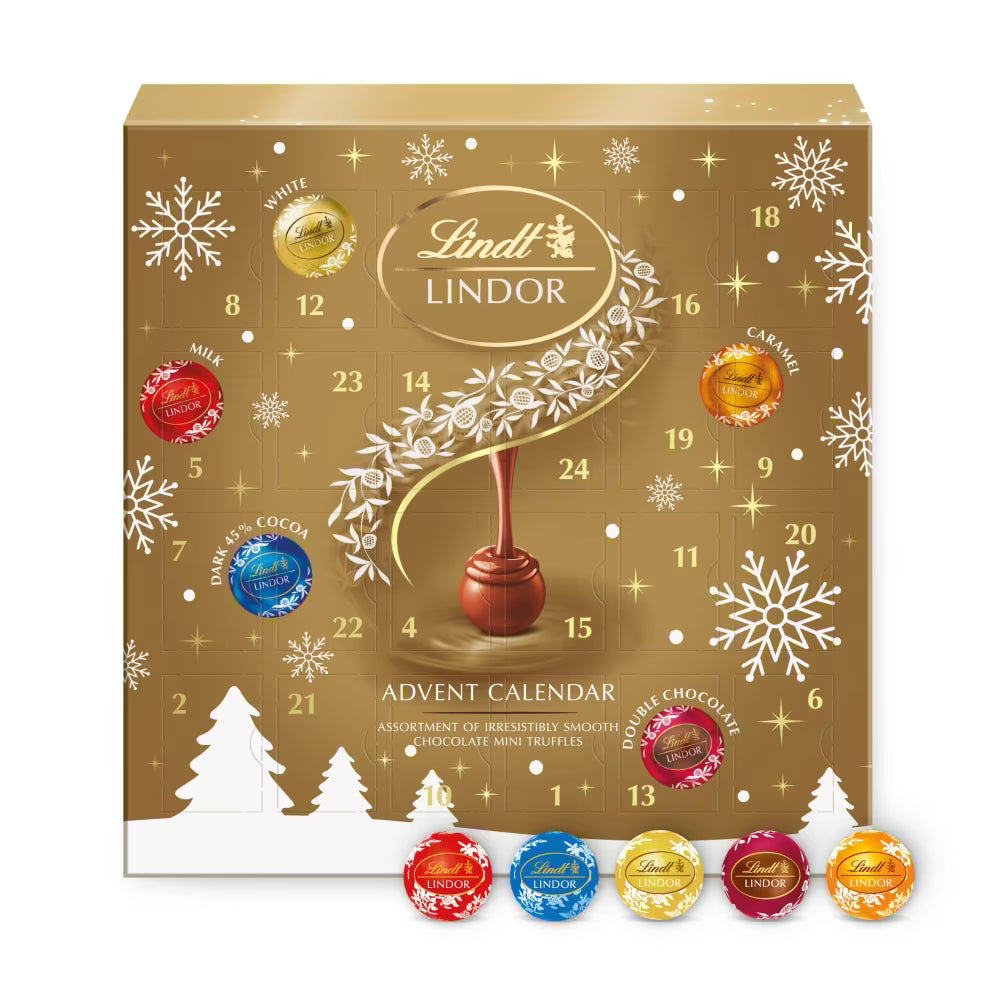 Lindt Lindor Mini Truffle Advent Calendar 117g with assorted chocolates