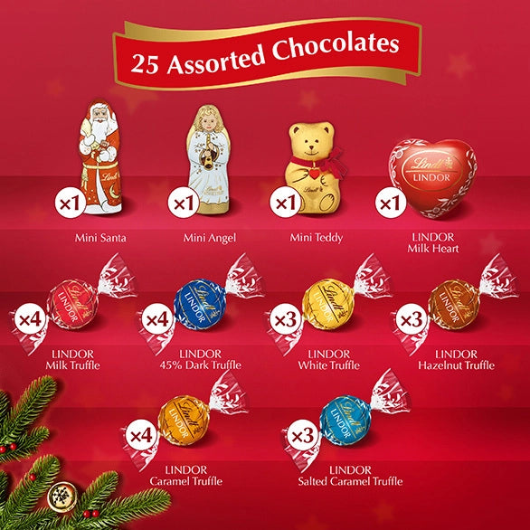 Christmas countdown calendar with individually wrapped truffles