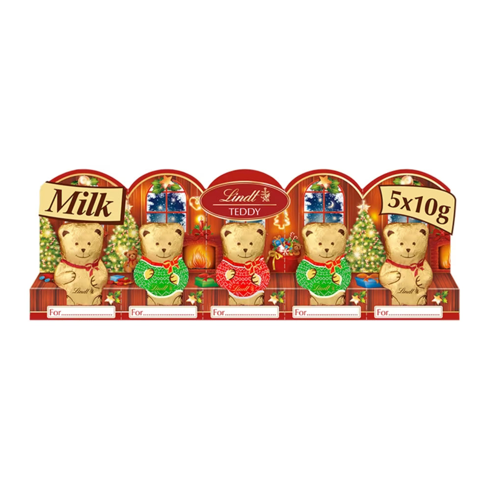 Festive Lindt Teddy chocolates for Christmas stockings
