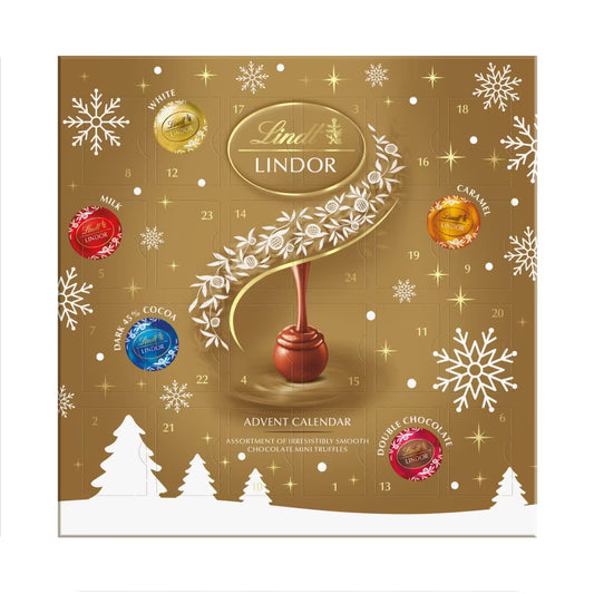 24 miniature Lindor truffles in 117g Advent Calendar for festive indulgence