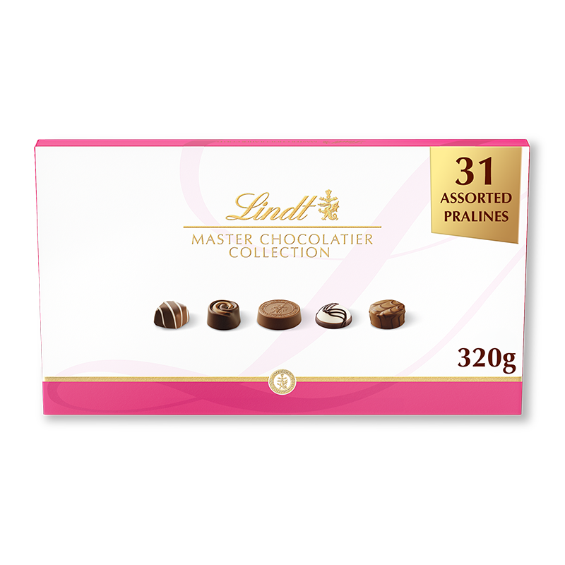 Assorted Swiss milk, dark, and white chocolates in a premium Lindt gift box