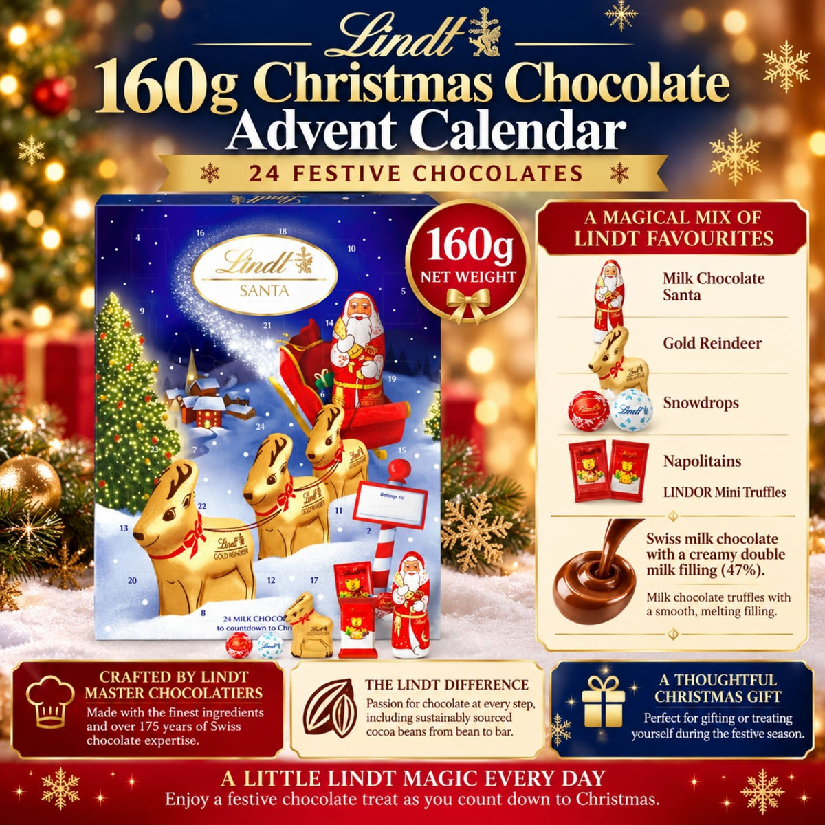 Lindt Milk Chocolate Advent Calendar 160g