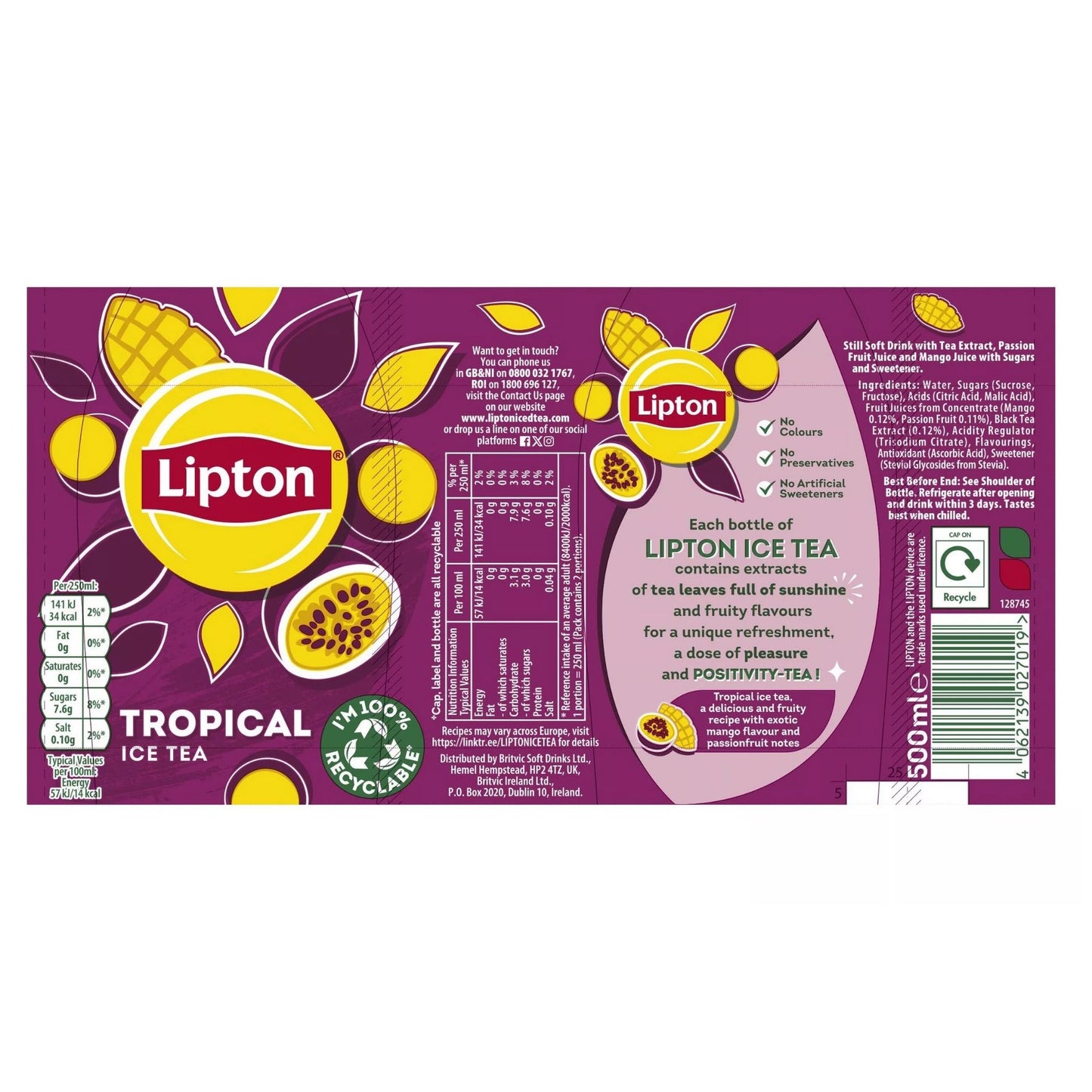 Lipton Tropical Iced Tea 500ml bottle