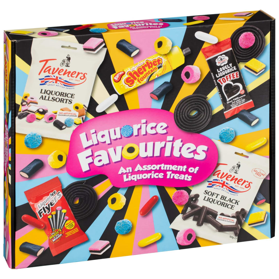 Liquorice themed confectionery selection box with assorted sweets