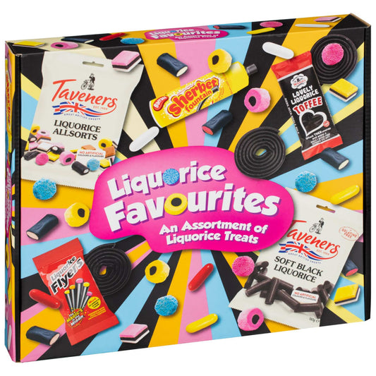 Liquorice themed confectionery selection box with assorted sweets
