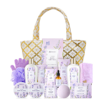 Livingandhome 15 piece lavender spa bath gift set with body wash lotion and bath accessories