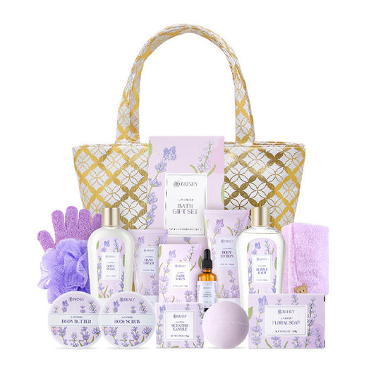 Livingandhome 15 piece lavender spa bath gift set with body wash lotion and bath accessories