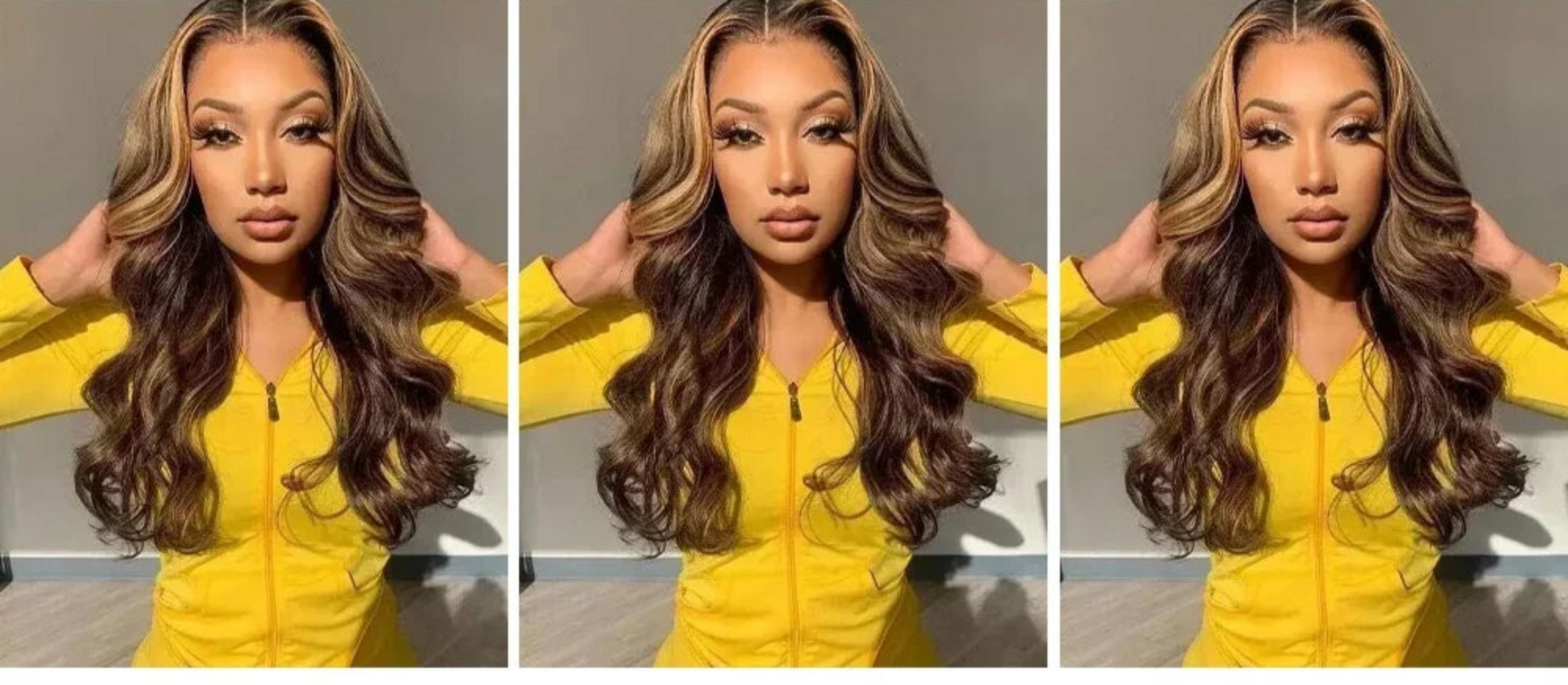 Body wave lace front wig P4/27 highlight 42 inch 200 density human hair