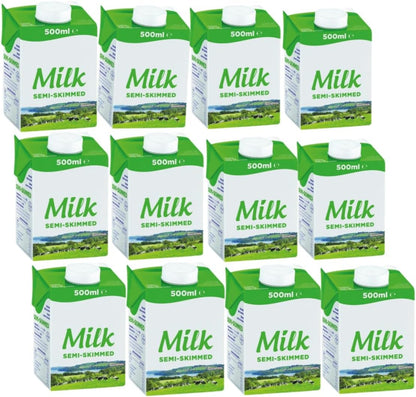 Lakkeland Semi-Skimmed Milk 12 pack of 500ml long-life cartons
