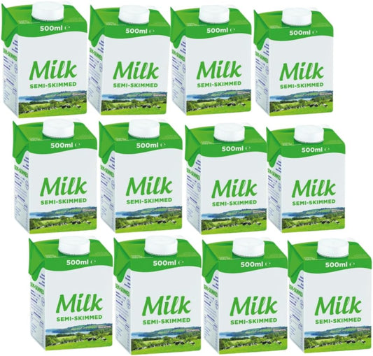 Lakkeland Semi-Skimmed Milk 12 pack of 500ml long-life cartons