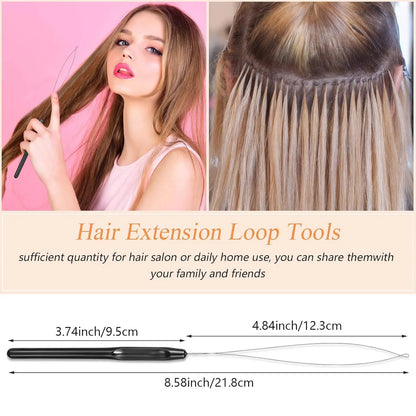 100 piece black loop needle hair extension tool full salon kit