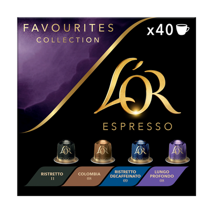 L’OR coffee pods variety pack with 40 capsules and four blends