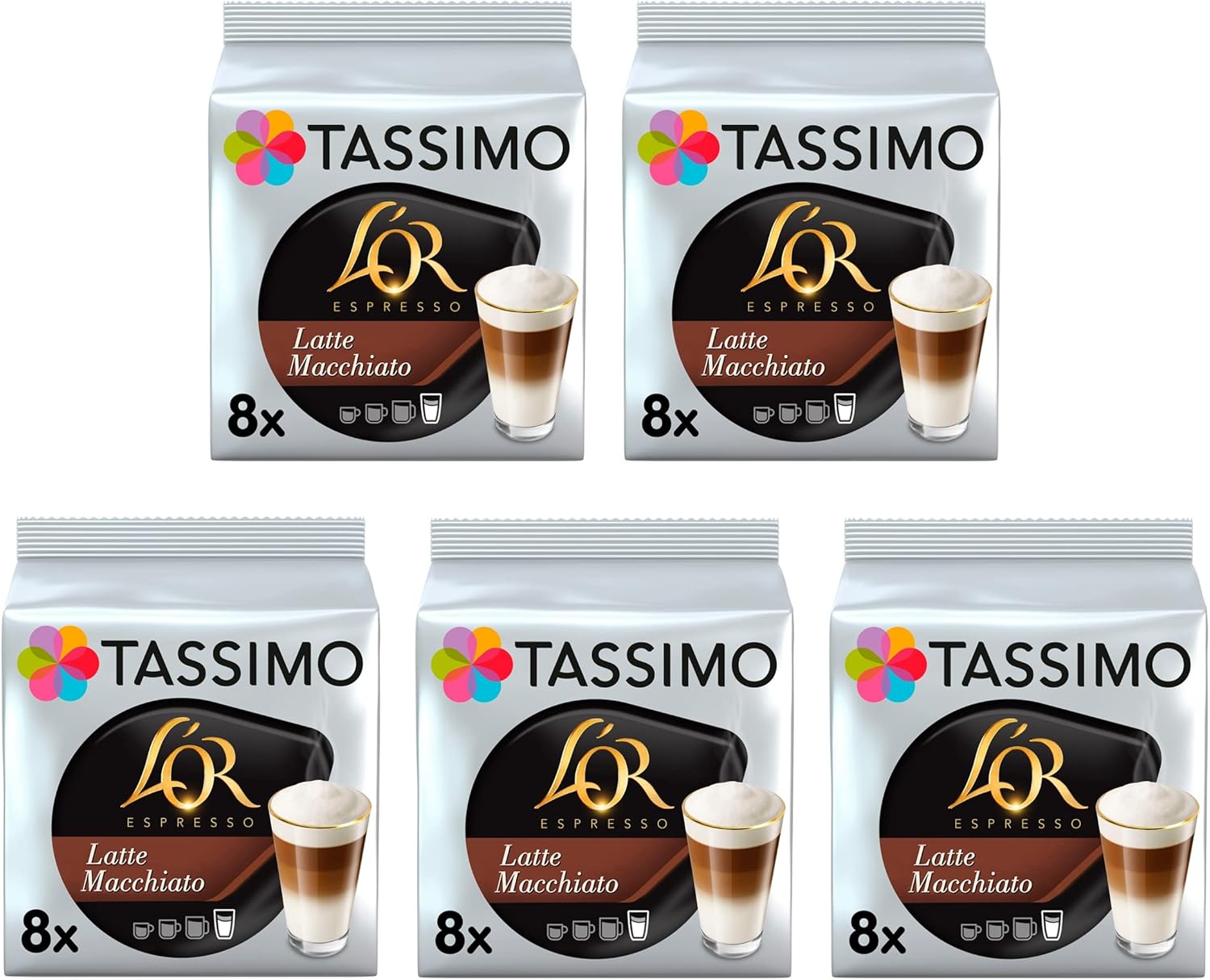  Close-up of L'OR latte macchiato pods with rich espresso and frothy milk
