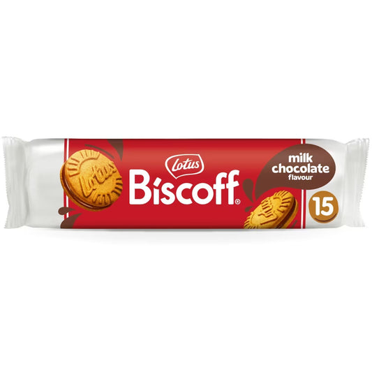 Pack of 9 Lotus Biscoff Milk Chocolate Sandwich Biscuits 150g
