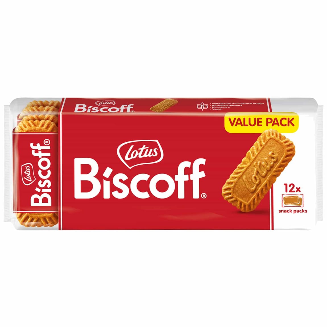 Lotus Biscoff 12 x 2pk 186g individually wrapped twin packs for portable caramel snacks