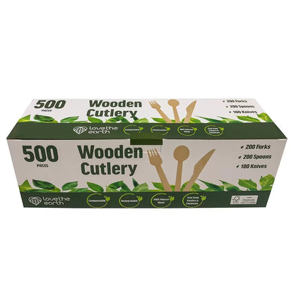 Love The Earth 500-piece wooden cutlery variety pack