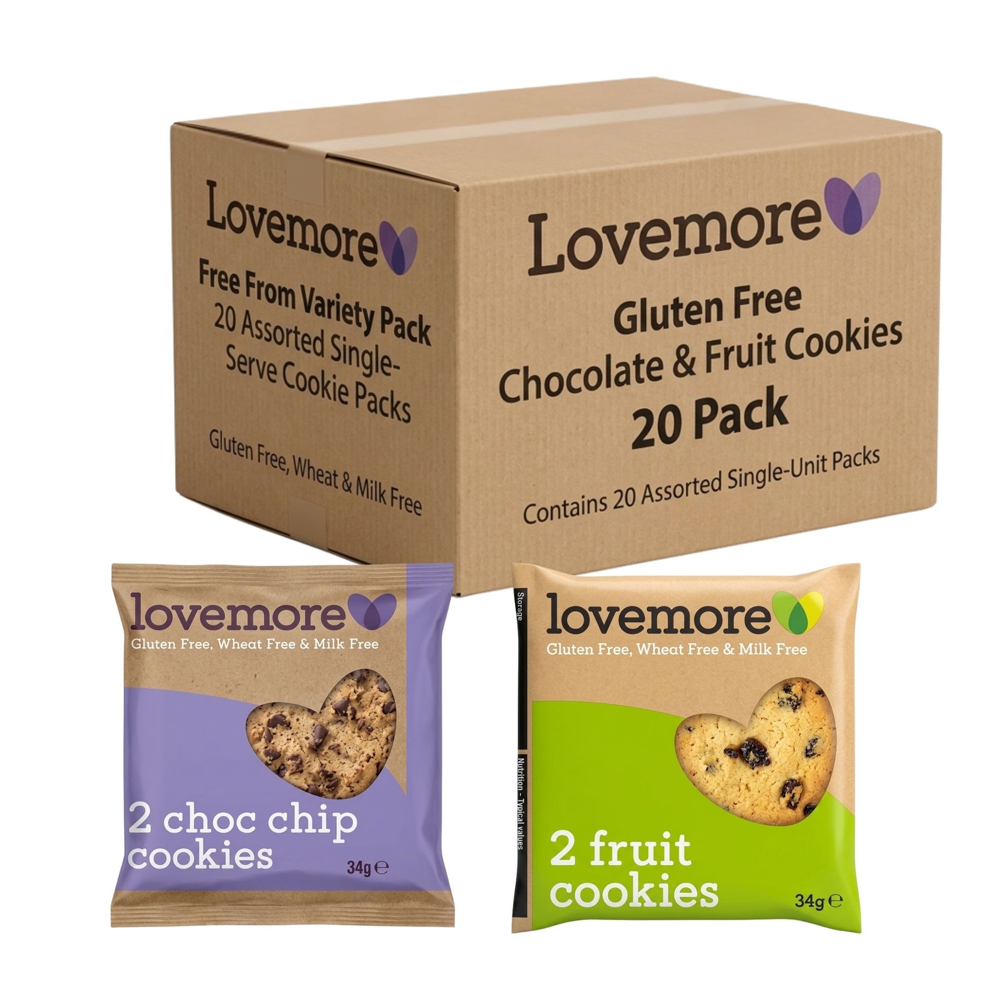 Lovemore gluten free cookies mixed 20 pack bundle