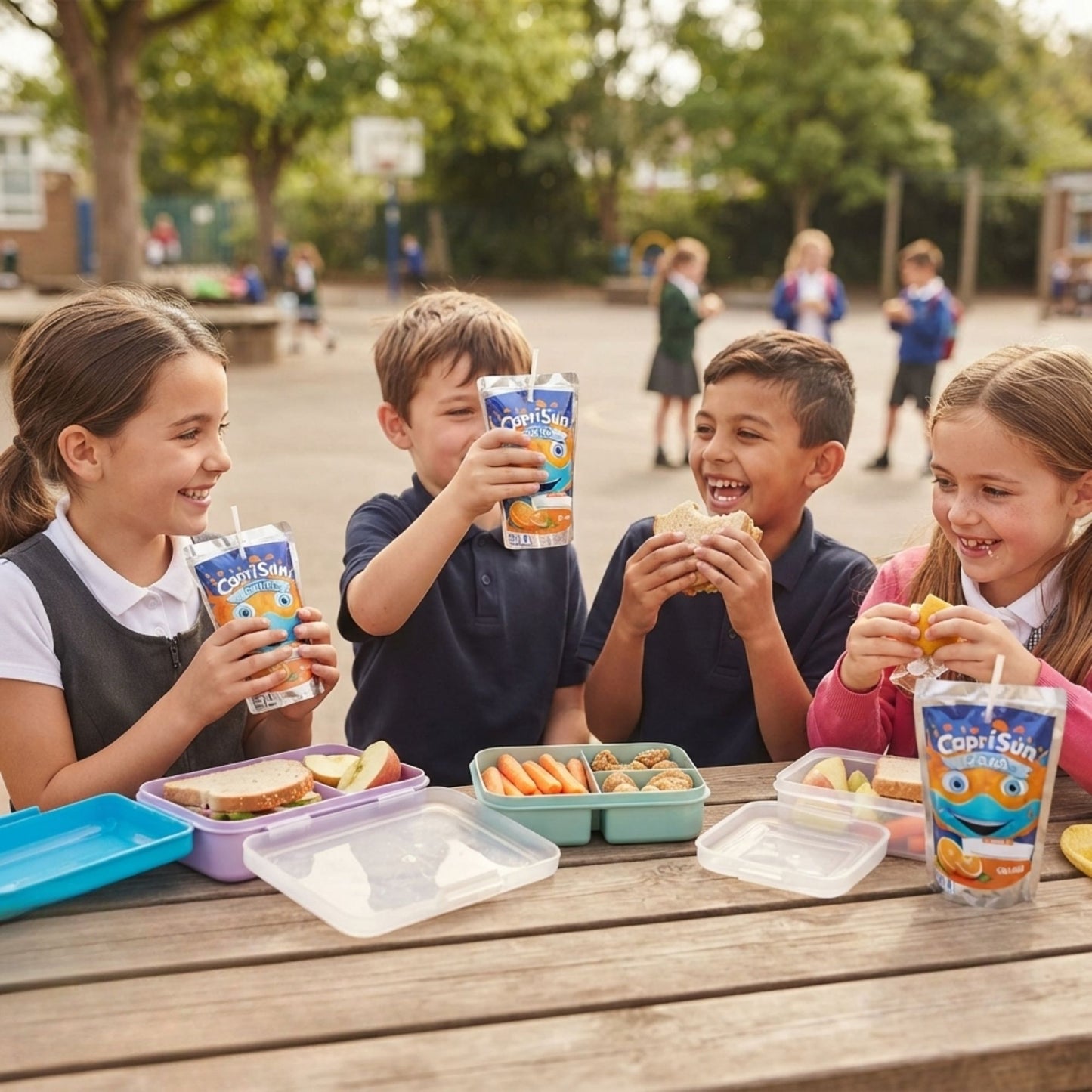 Kids orange juice pouch drinks