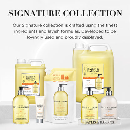 Gently cleanses and nourishes hands and body with Baylis & Harding