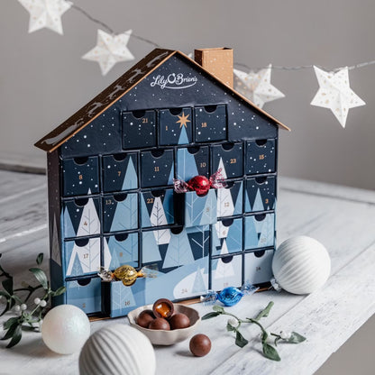 Gourmet Christmas chocolate advent calendar with 29 premium truffles for holiday gifting