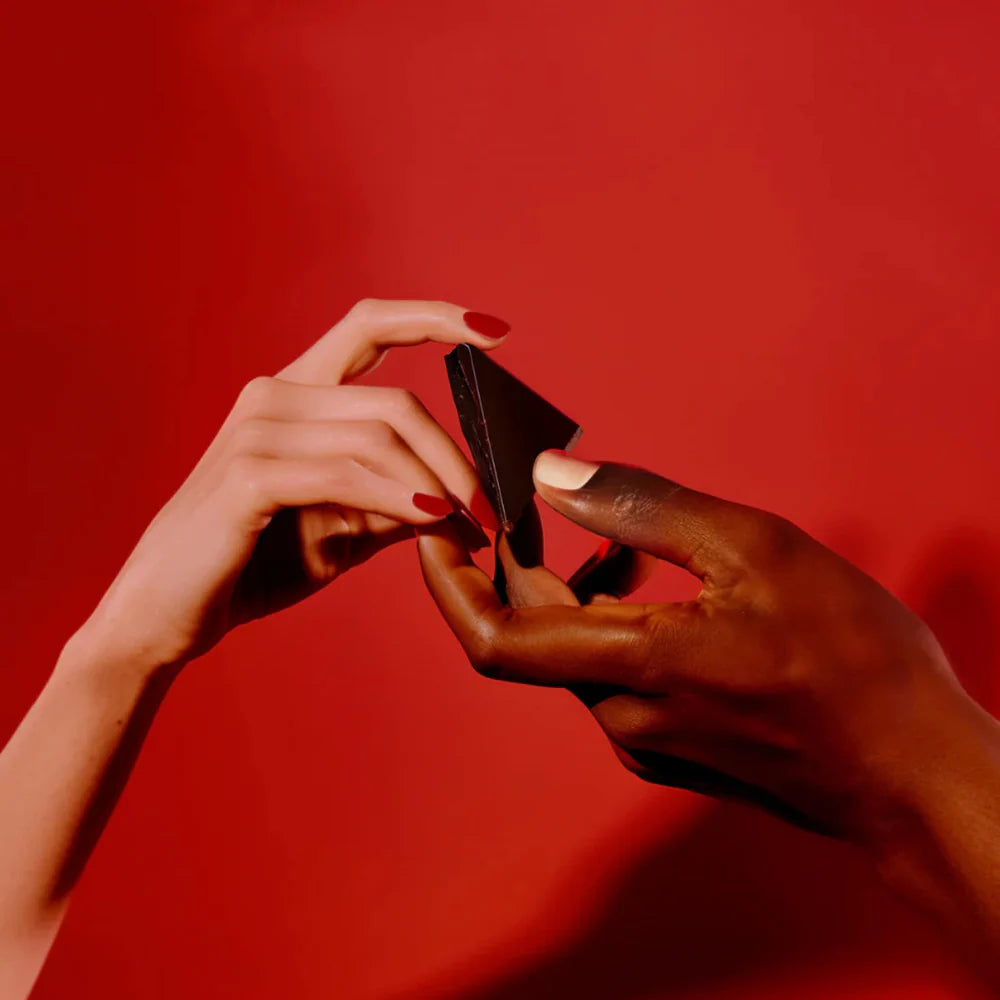 Dark chocolate with strawberry and popping candy treat