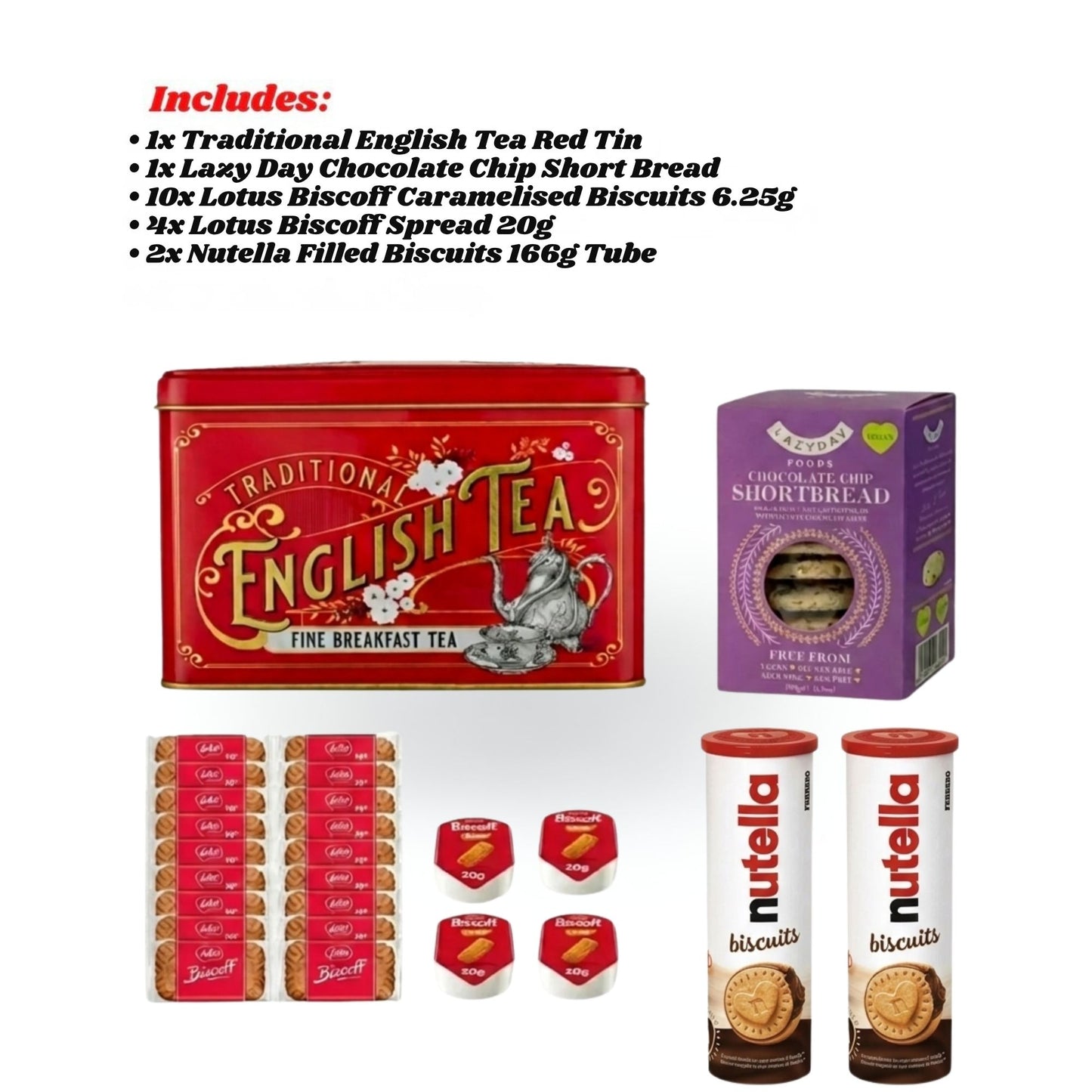 Afternoon tea gift set with Biscoff and Nutella biscuits