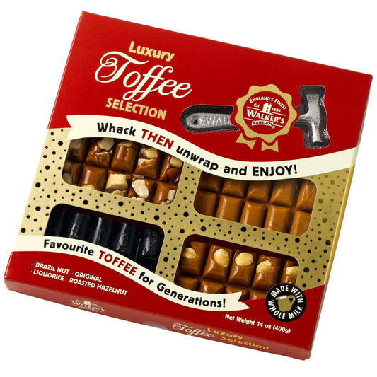 Luxury Toffee Selection 400g festive gift box with hammer