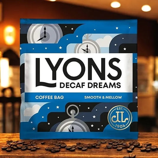 Bulk pack of Lyons Decaf Dreams ground coffee bags
