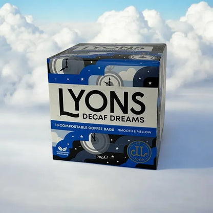 Lyons Decaf Dreams retail coffee packs 4 x 10 single-serve bags