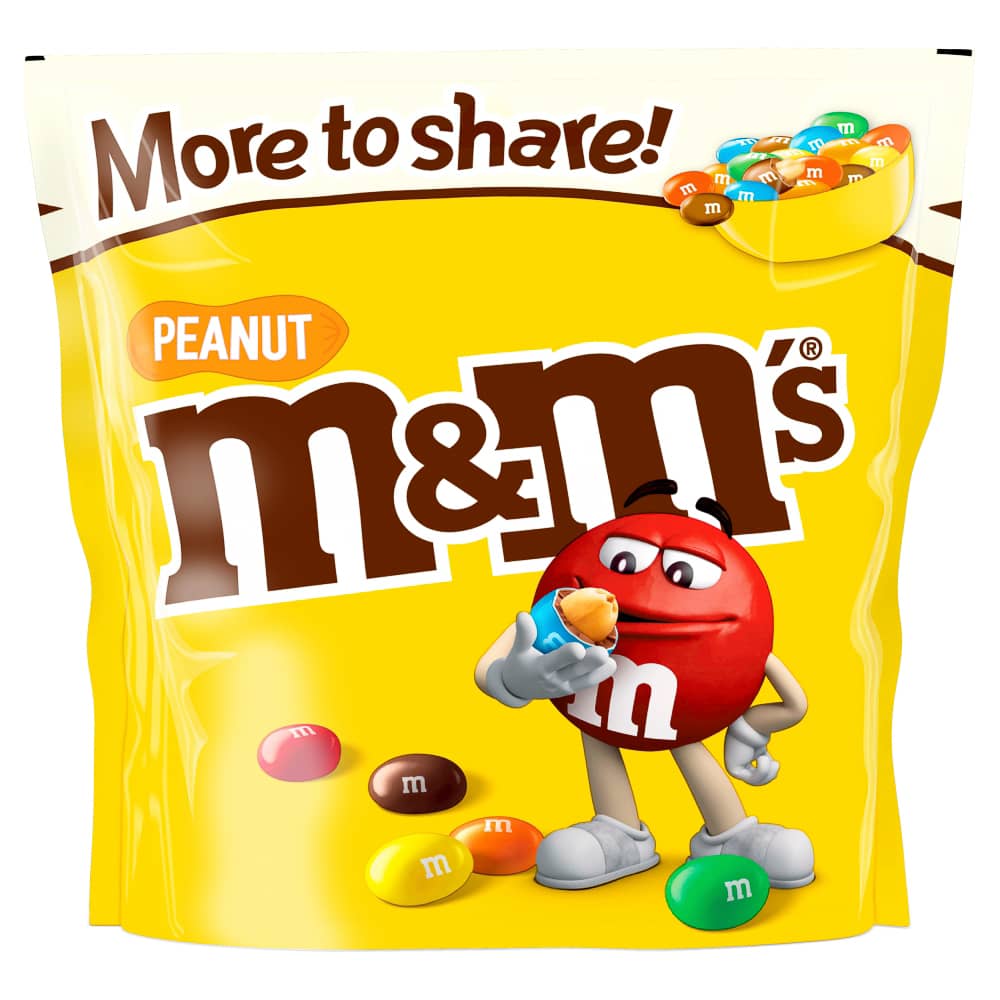 Milk chocolate-covered peanuts in M&M Peanut pouch
