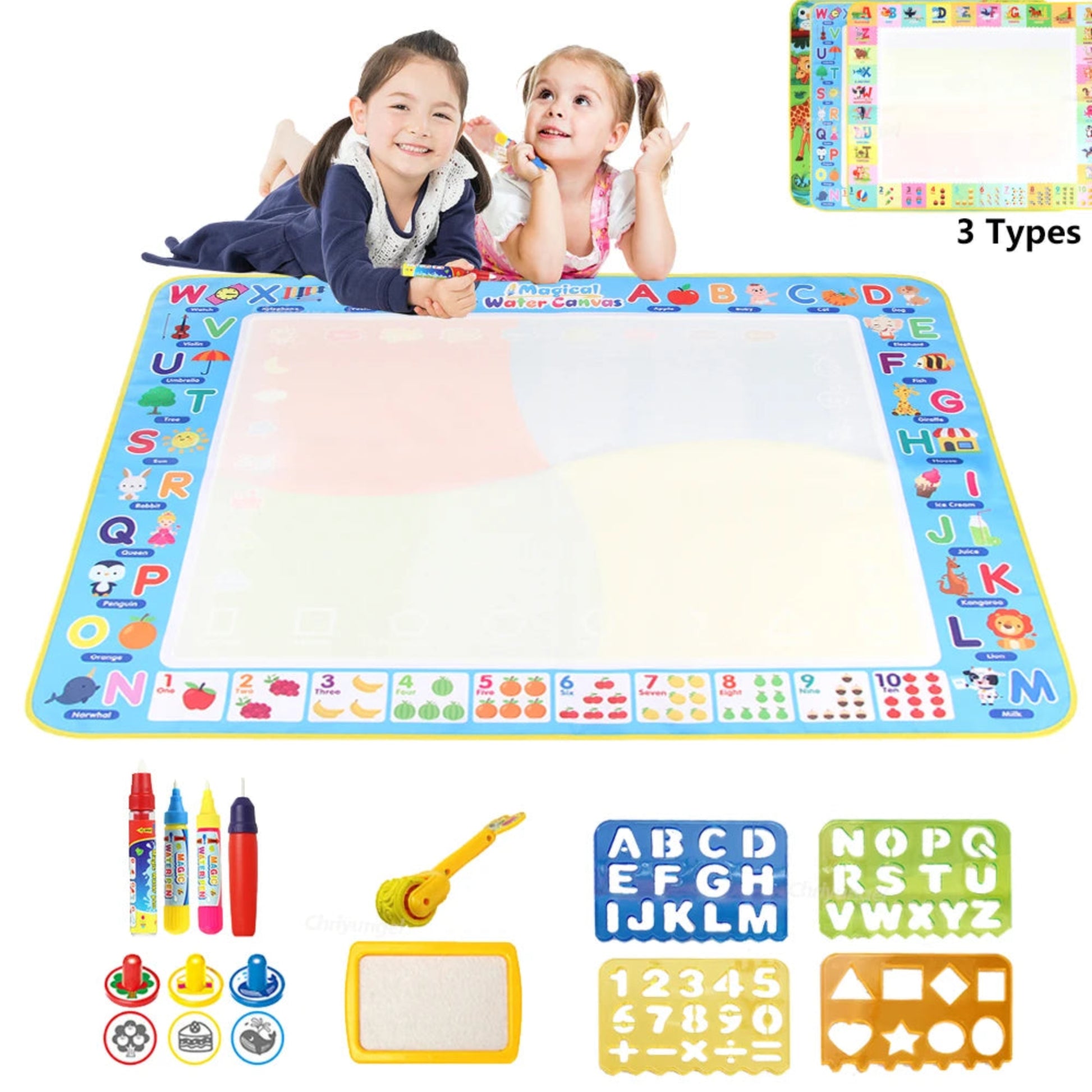 Magic water drawing mat 100x80cm reusable kids art toy no mess