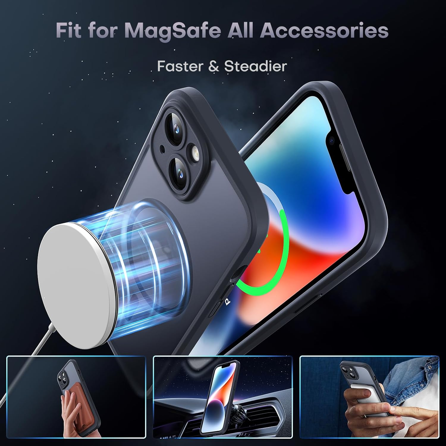Slim translucent black iPhone 14 protective phone cover