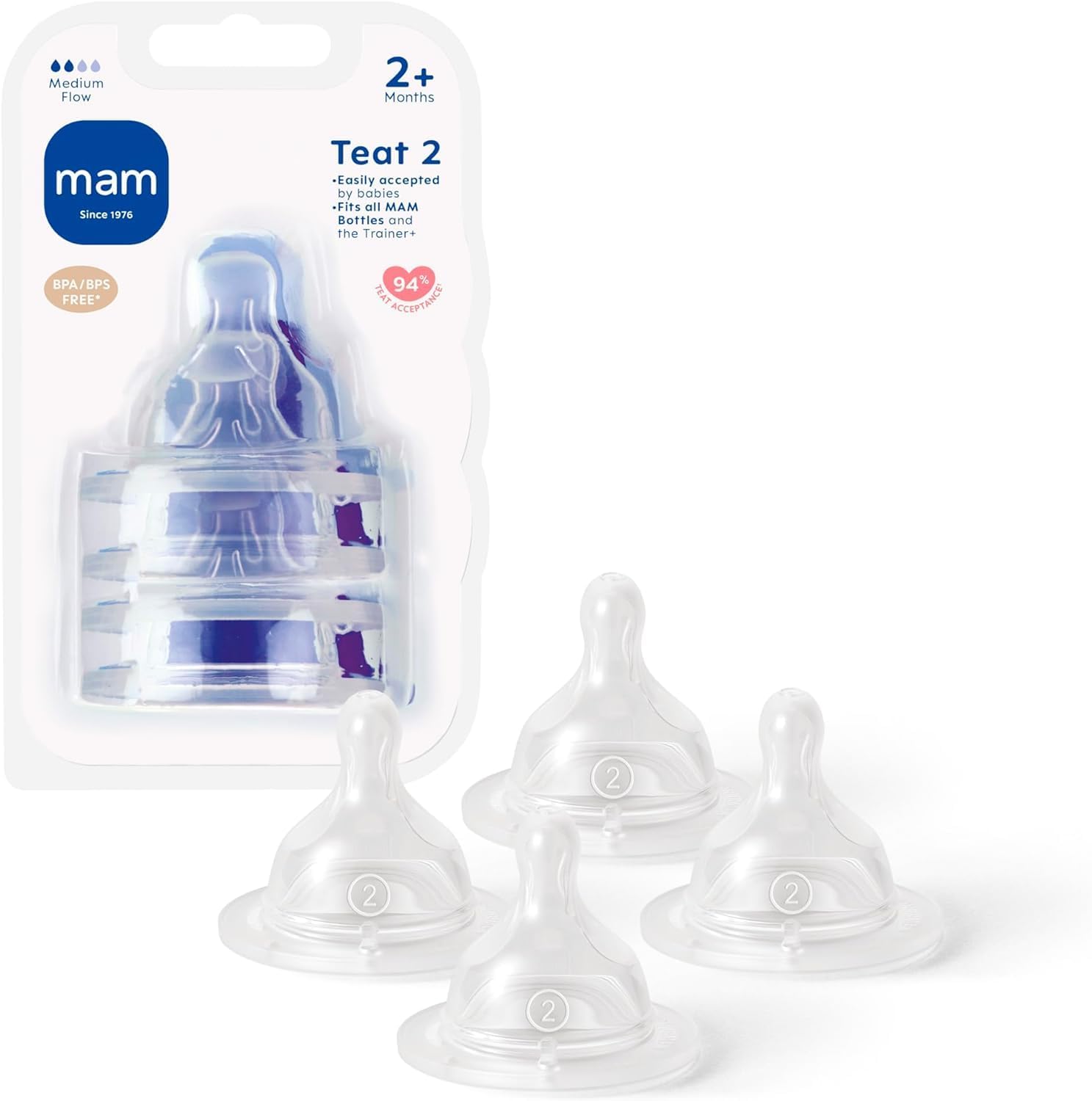 Safe silicone teats for babies 2+ months
