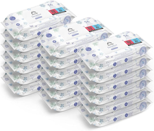 Mama Bear Sensitive Unscented Baby Wipes, 1008 Count (18 Packs of 56)