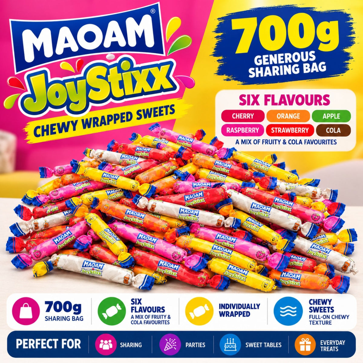700g Maoam Joystixx individually wrapped sweets