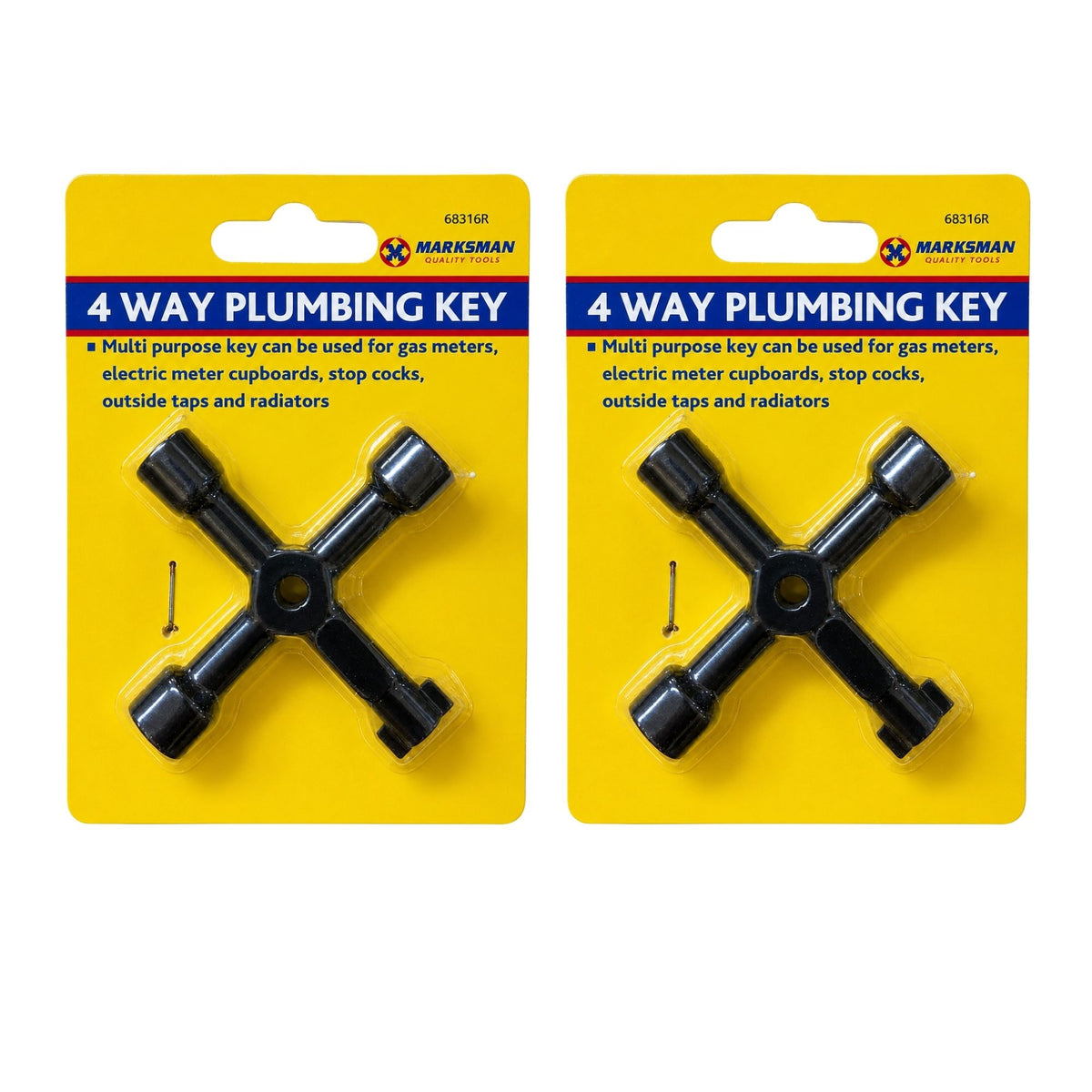 Marksman 4 Way Plumbing Key 2 Pack