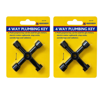 Marksman 4 Way Plumbing Key 2 Pack