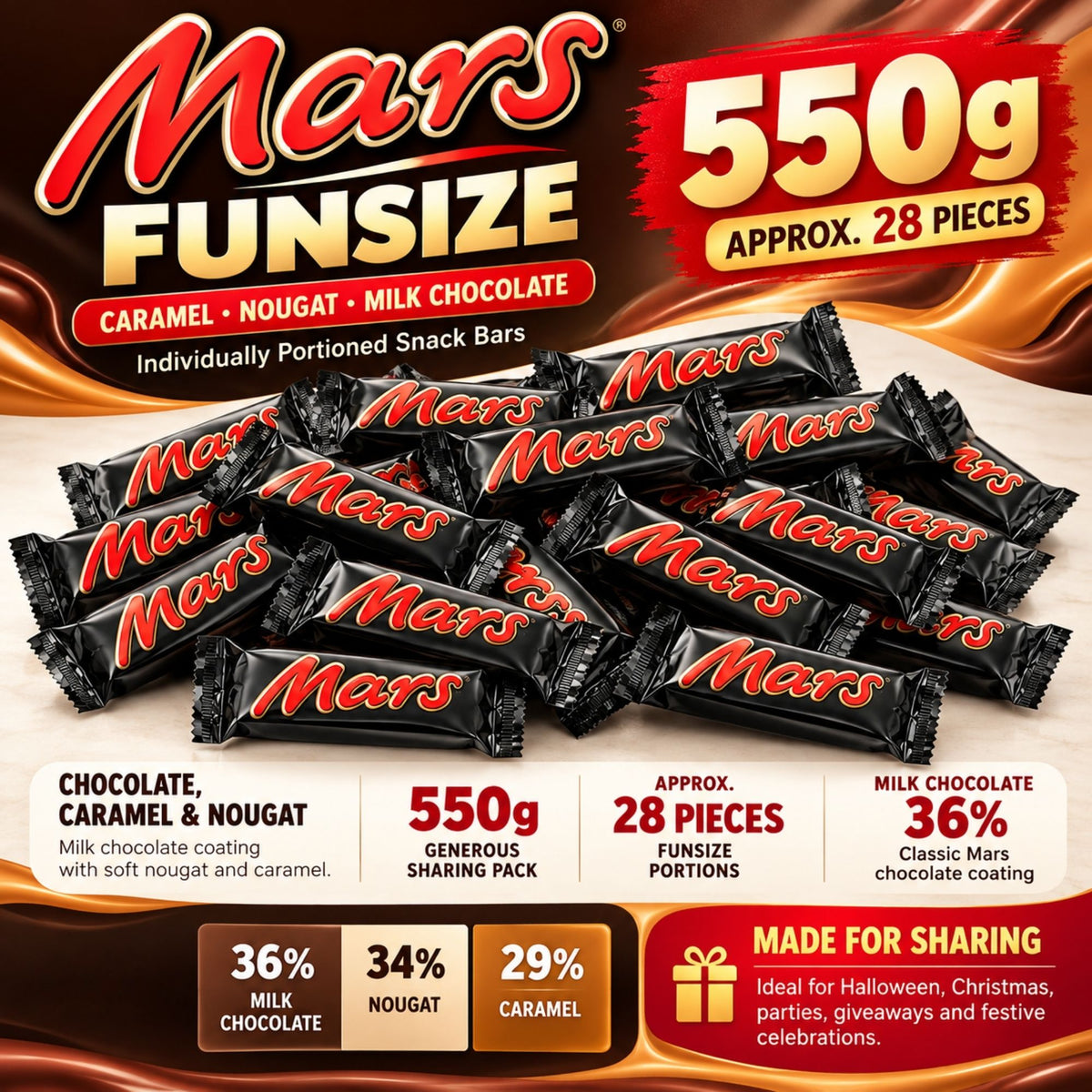 550g pack of Mars Funsize chocolate snack bars