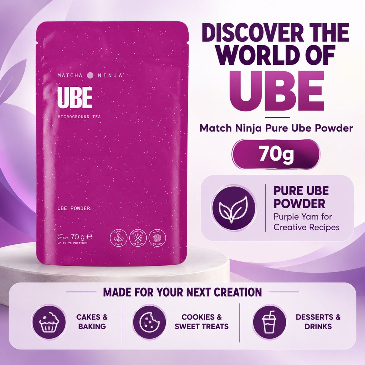 Match Ninja 70g pack of pure ube powder