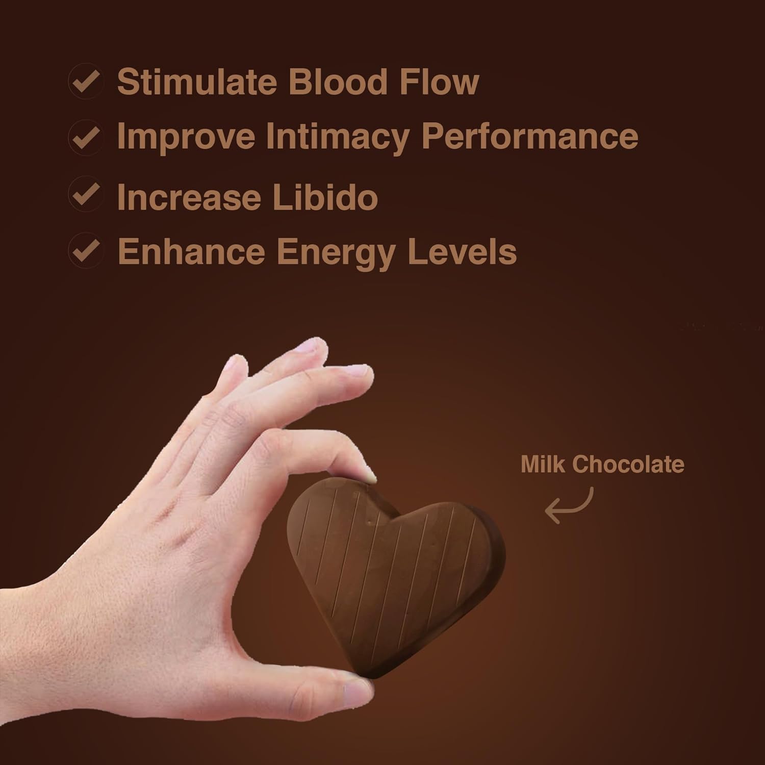 Milk chocolate bar with herbal extracts to boost energy and mood