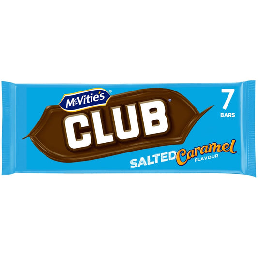 McVitie’s Club Salted Caramel 7 pack chocolate biscuit bars in retail box