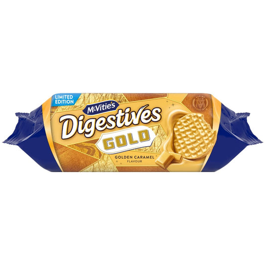 McVitie’s Gold Digestives 232g pack of caramel coated biscuits